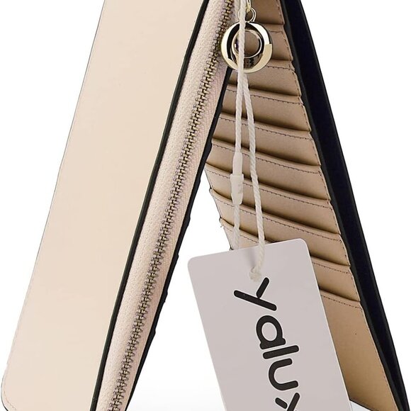 Women's RFID Blocking Genuine Leather Multi Card Organizer Wallet with Zipper Po - Picture 7 of 7